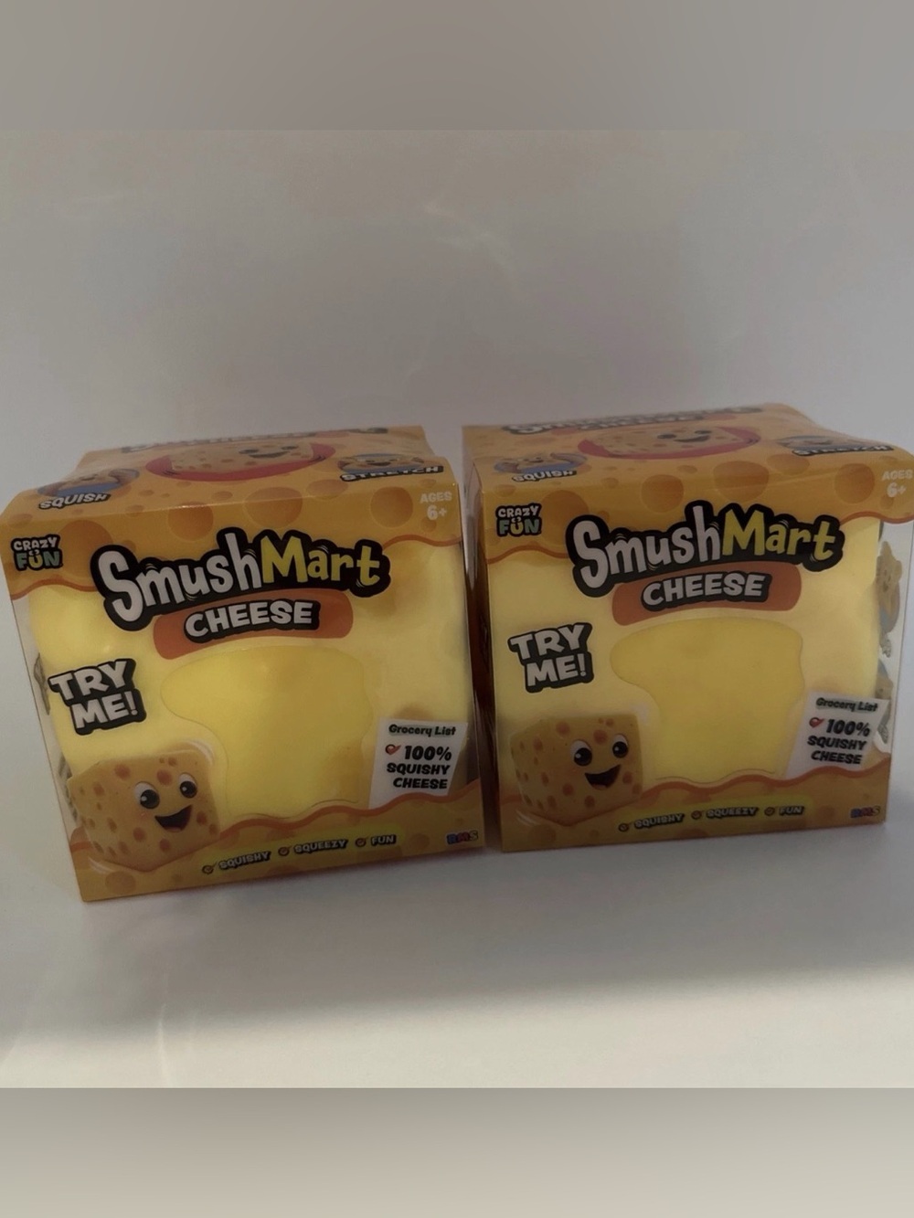 Viral Crazy Fun SmushMart XL Squishy Cheese RMS New In Box Sealed lot of 2